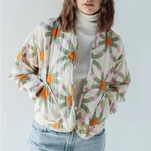 Universal Thread Abstract Floral Quilted Coat